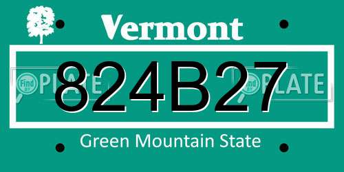 824B27 Vermont License Plate