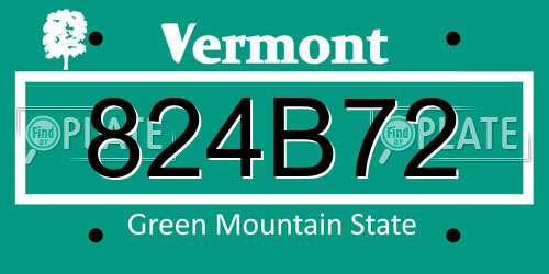 824B72 Vermont License Plate
