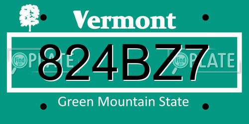 824BZ7 Vermont License Plate