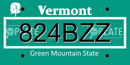 824BZZ Vermont License Plate