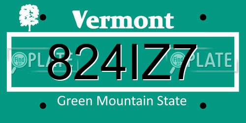 824IZ7 Vermont License Plate