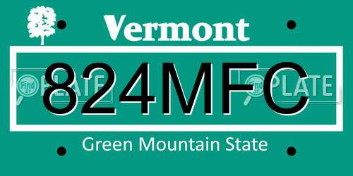 824MFC Vermont License Plate