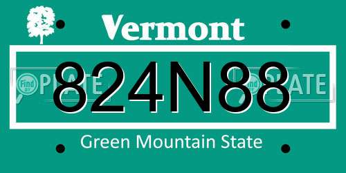 824N88 Vermont License Plate