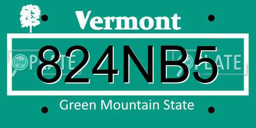 824NB5 Vermont License Plate