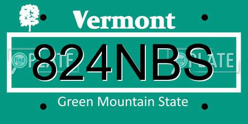 824NBS Vermont License Plate