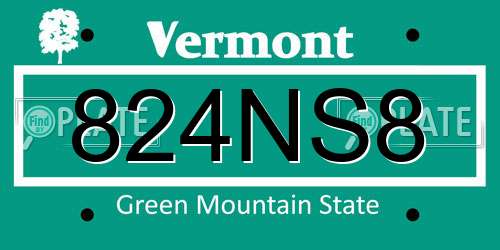 824NS8 Vermont License Plate