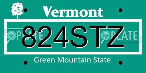 824STZ Vermont License Plate