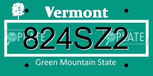 824SZ2 Vermont License Plate