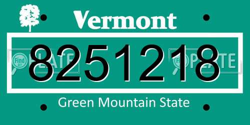 8251218 Vermont License Plate