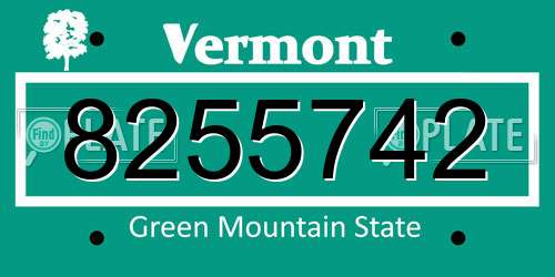 8255742 Vermont License Plate