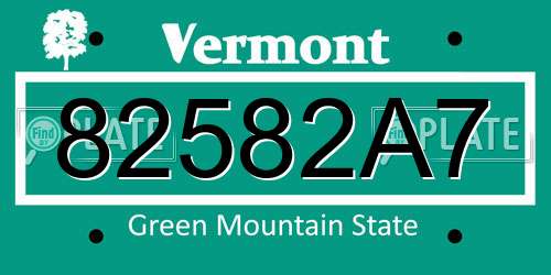 82582A7 Vermont License Plate