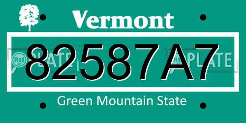 82587A7 Vermont License Plate