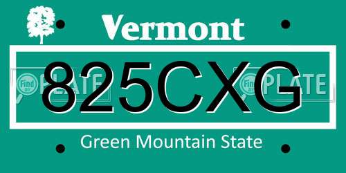 825CXG Vermont License Plate
