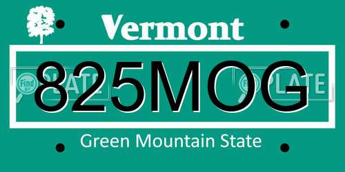 825MOG Vermont License Plate
