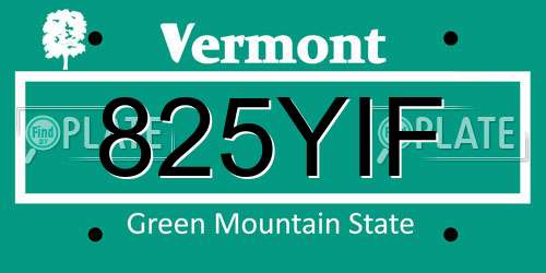 825YIF Vermont License Plate