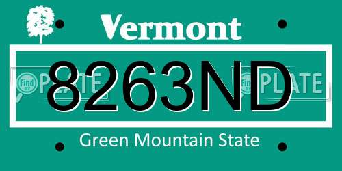 8263ND Vermont License Plate