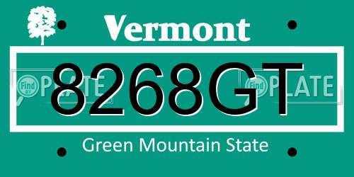 8268GT Vermont License Plate