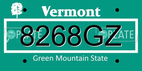 8268GZ Vermont License Plate