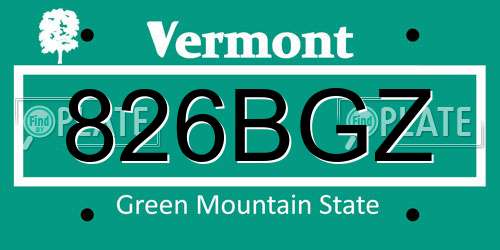 826BGZ Vermont License Plate