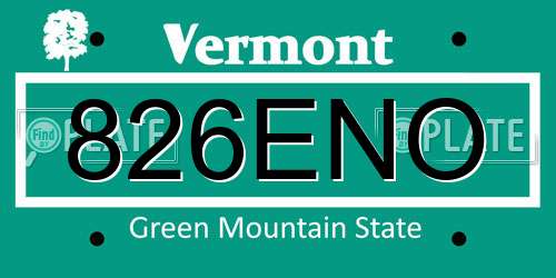 826ENO Vermont License Plate