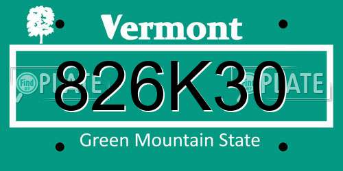 826K30 Vermont License Plate