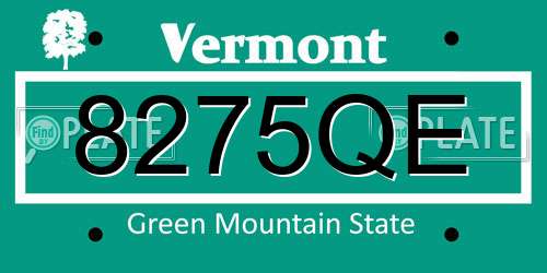 8275QE Vermont License Plate
