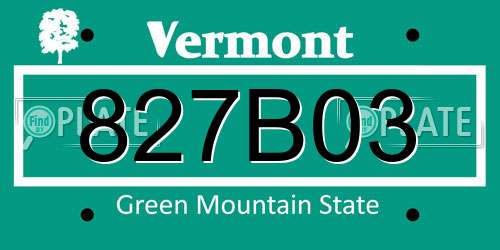 827B03 Vermont License Plate