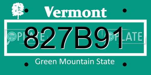 827B91 Vermont License Plate