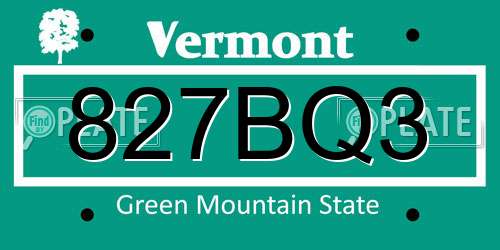 827BQ3 Vermont License Plate