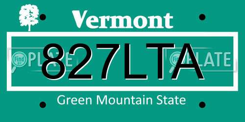 827LTA Vermont License Plate