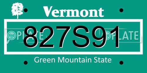 827S91 Vermont License Plate