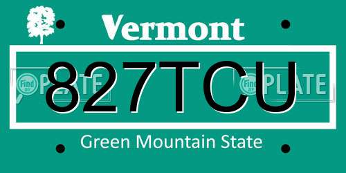 827TCU Vermont License Plate