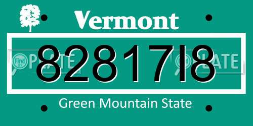 82817I8 Vermont License Plate