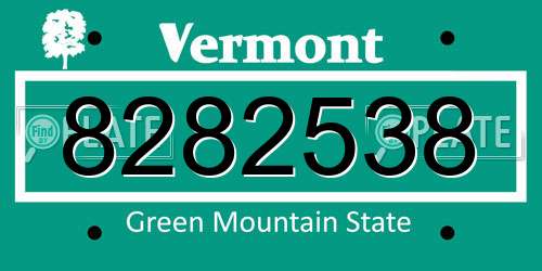 8282538 Vermont License Plate