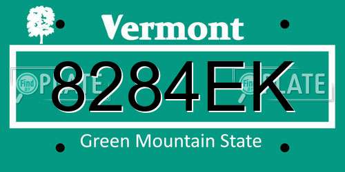 8284EK Vermont License Plate