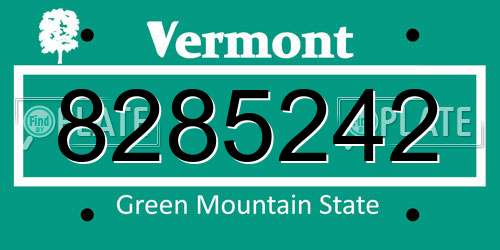 8285242 Vermont License Plate