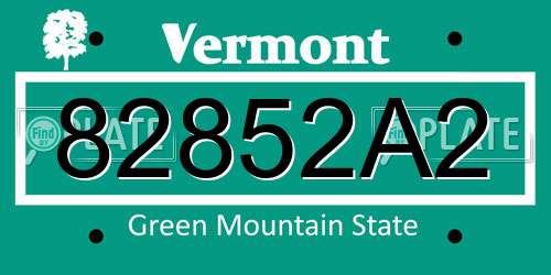 82852A2 Vermont License Plate