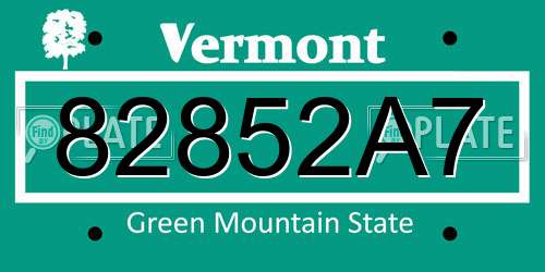 82852A7 Vermont License Plate