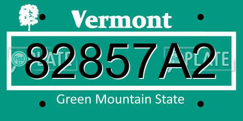 82857A2 Vermont License Plate