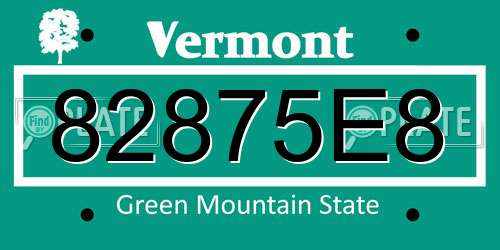82875E8 Vermont License Plate
