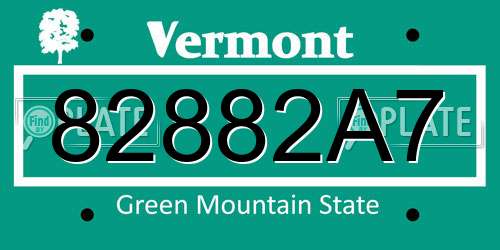 82882A7 Vermont License Plate