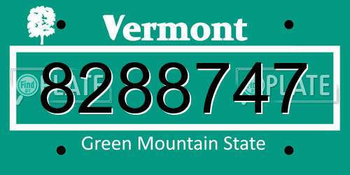 8288747 Vermont License Plate