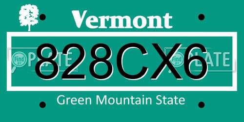 828CX6 Vermont License Plate