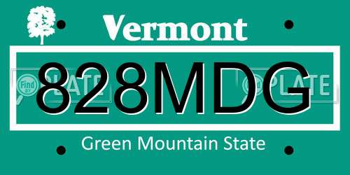 828MDG Vermont License Plate