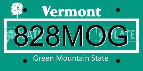 828MOG Vermont License Plate