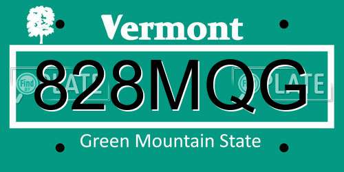 828MQG Vermont License Plate