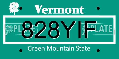828YIF Vermont License Plate