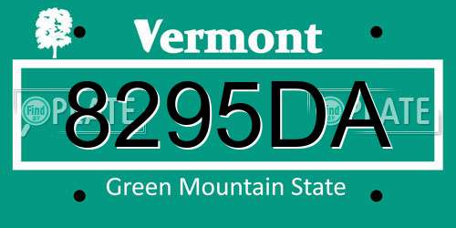 8295DA Vermont License Plate