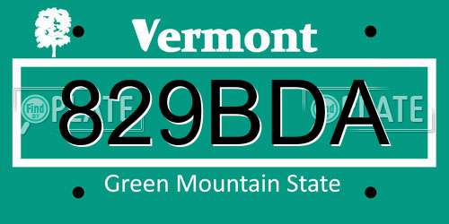 829BDA Vermont License Plate