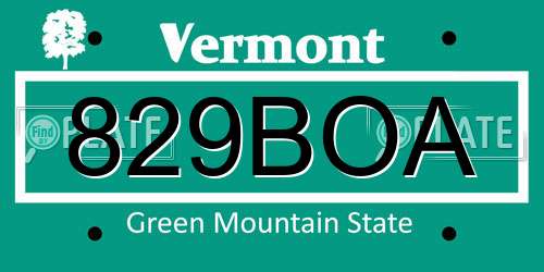 829BOA Vermont License Plate